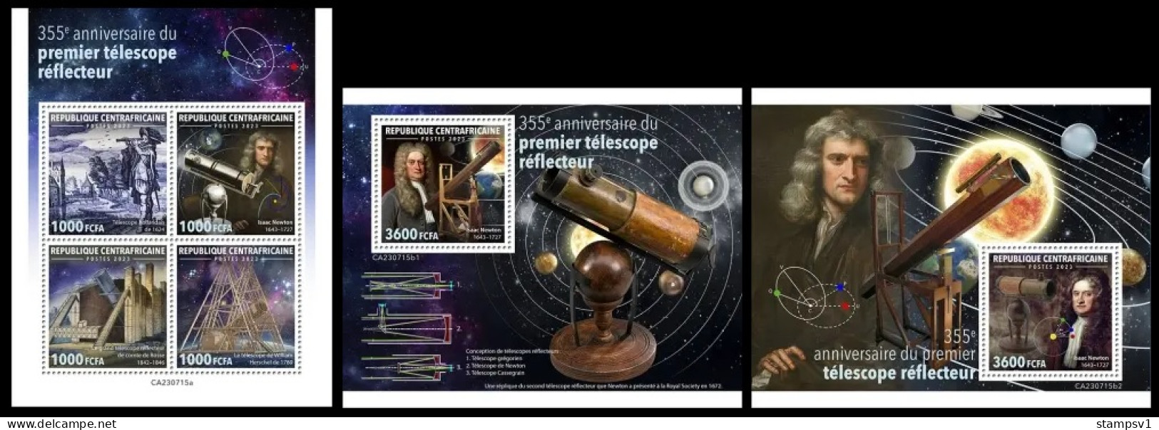 Central Africa 2023 355th Anniversary Of The First Reflecting Telescope. (715) OFFICIAL ISSUE - Astronomy