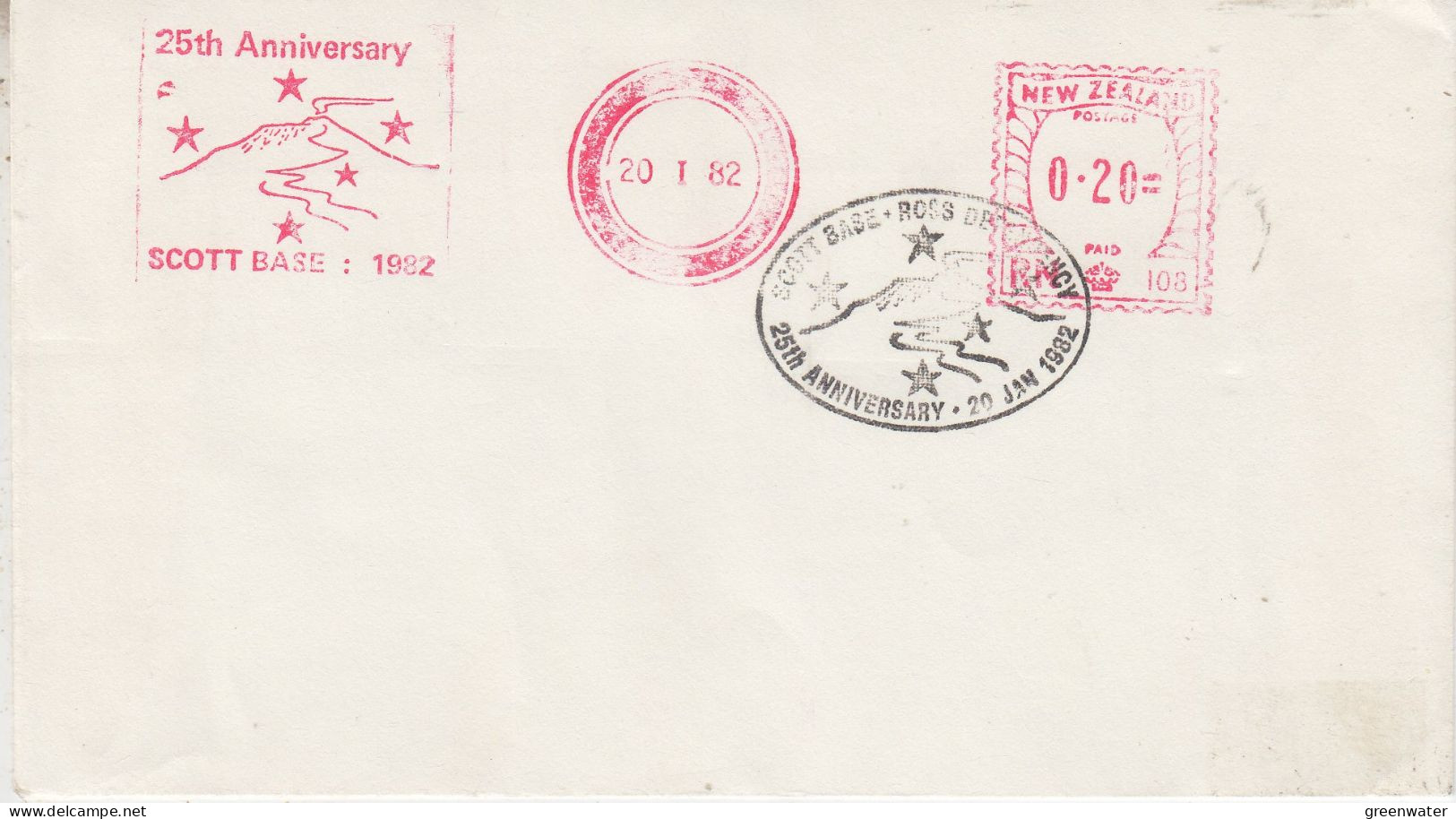 Ross Dependency  25th. Anniversary Scott Base Cover Ca 20 JAN 1982 VERY RARE (SO151) - Brieven En Documenten