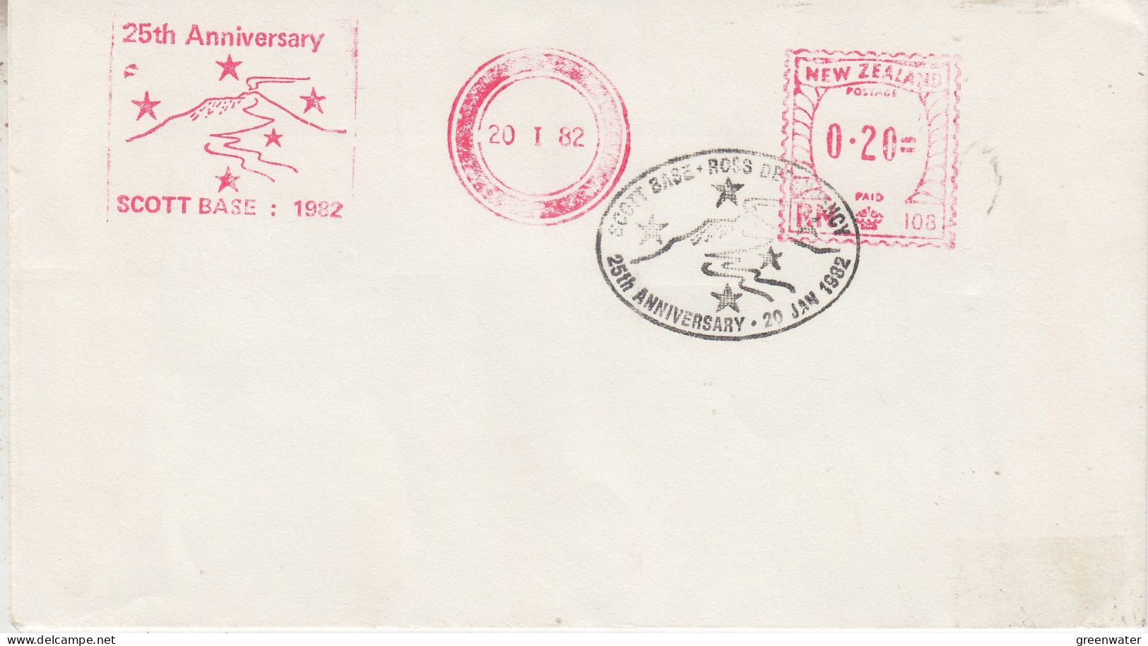 Ross Dependency  25th. Anniversary Scott Base Cover Ca 20 JAN 1982 VERY RARE (SO151) - Lettres & Documents