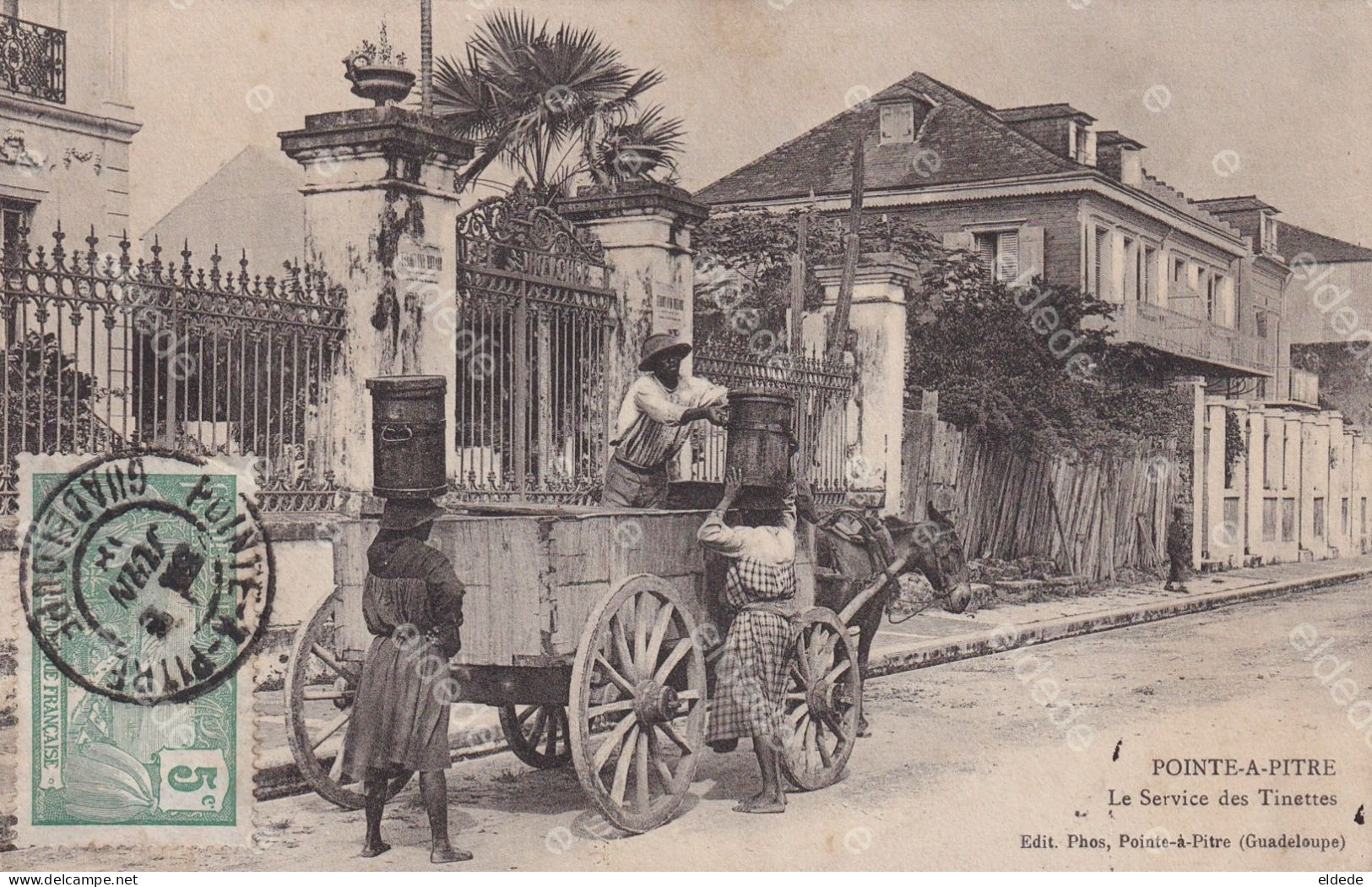 Collecting Shit Urine Carribean Island Horse Cart In Front Of Schoelcher Gate  Slavery Esclavage Grille Schoelcher - Vendedores Ambulantes