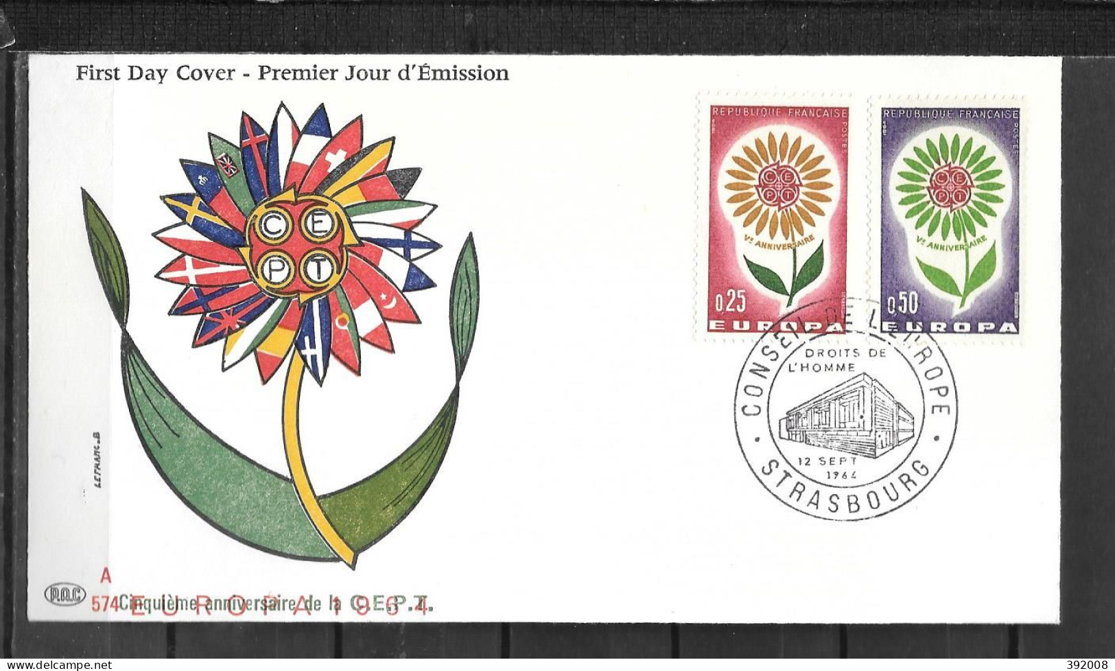 1964 - FDC - France - 38 - 1 - Strasbourg - 1964