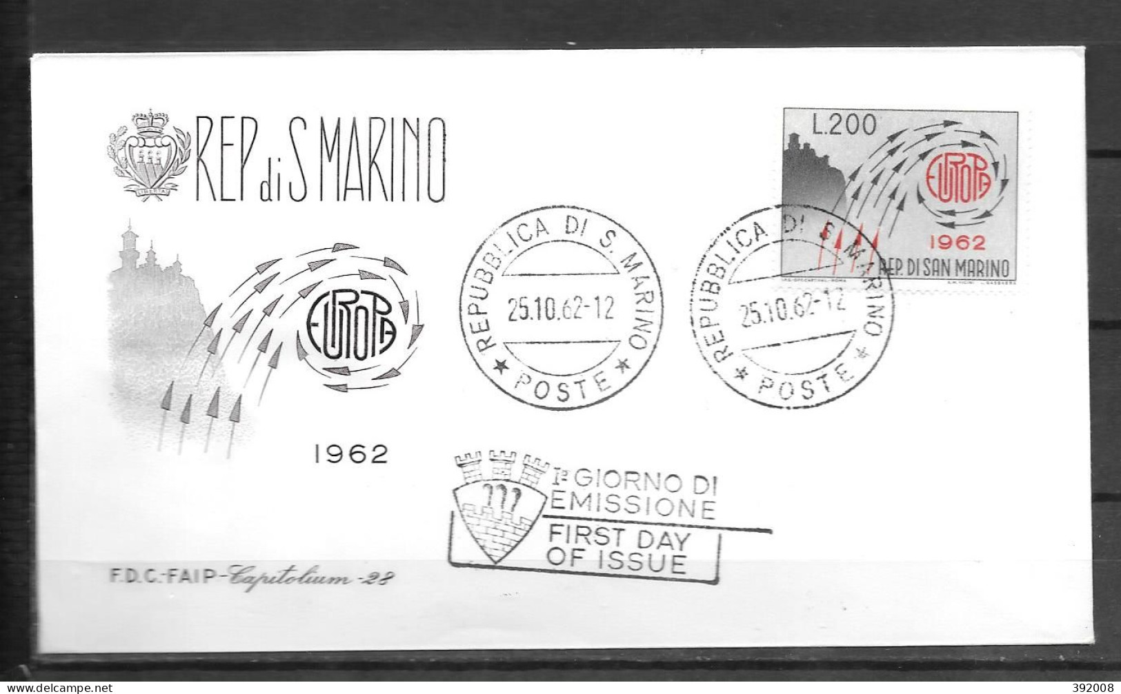 1962 - FDC - Saint Marin - 34 - 1962