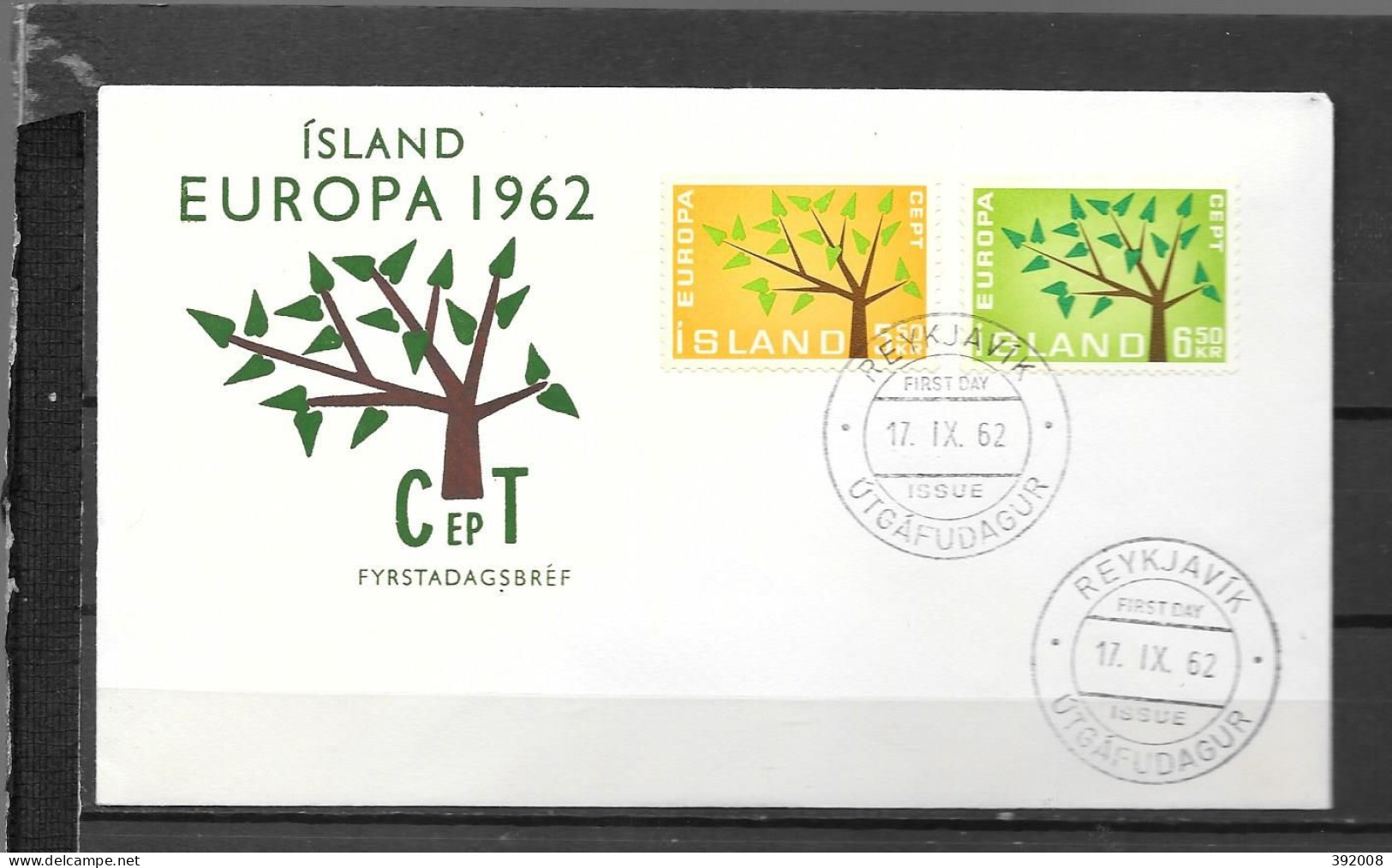 1962 - FDC - Islande - 33  - 1962