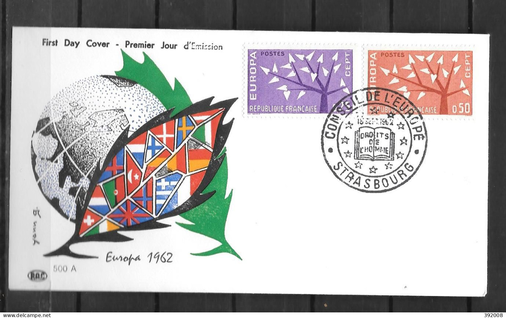 1962 - FDC - France - 33 - 5 - Strasbourg - 1962