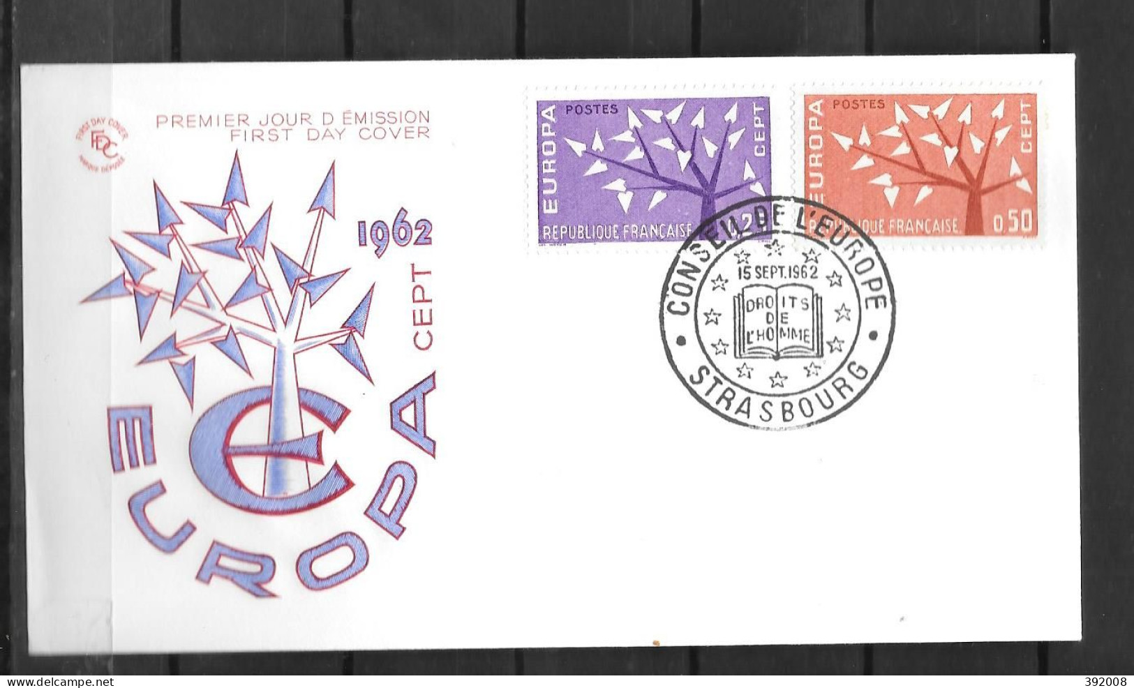 1962 - FDC - France - 32 - 2 - Strasbourg - 1962