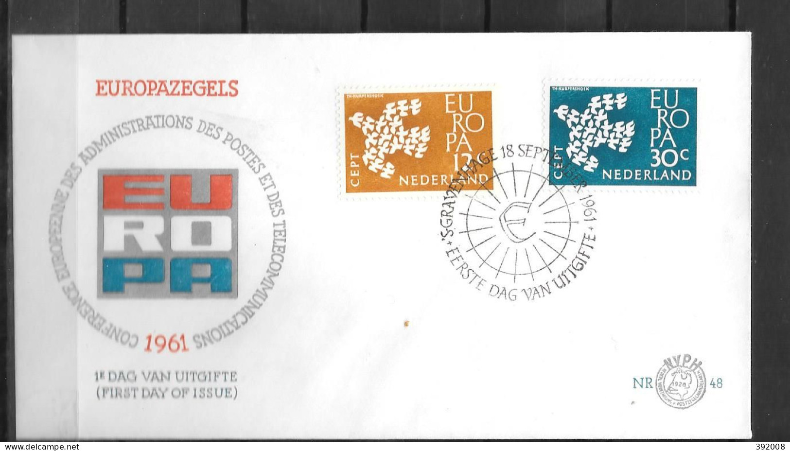 1961 - FDC - Pays-Bas - 30   - 1961