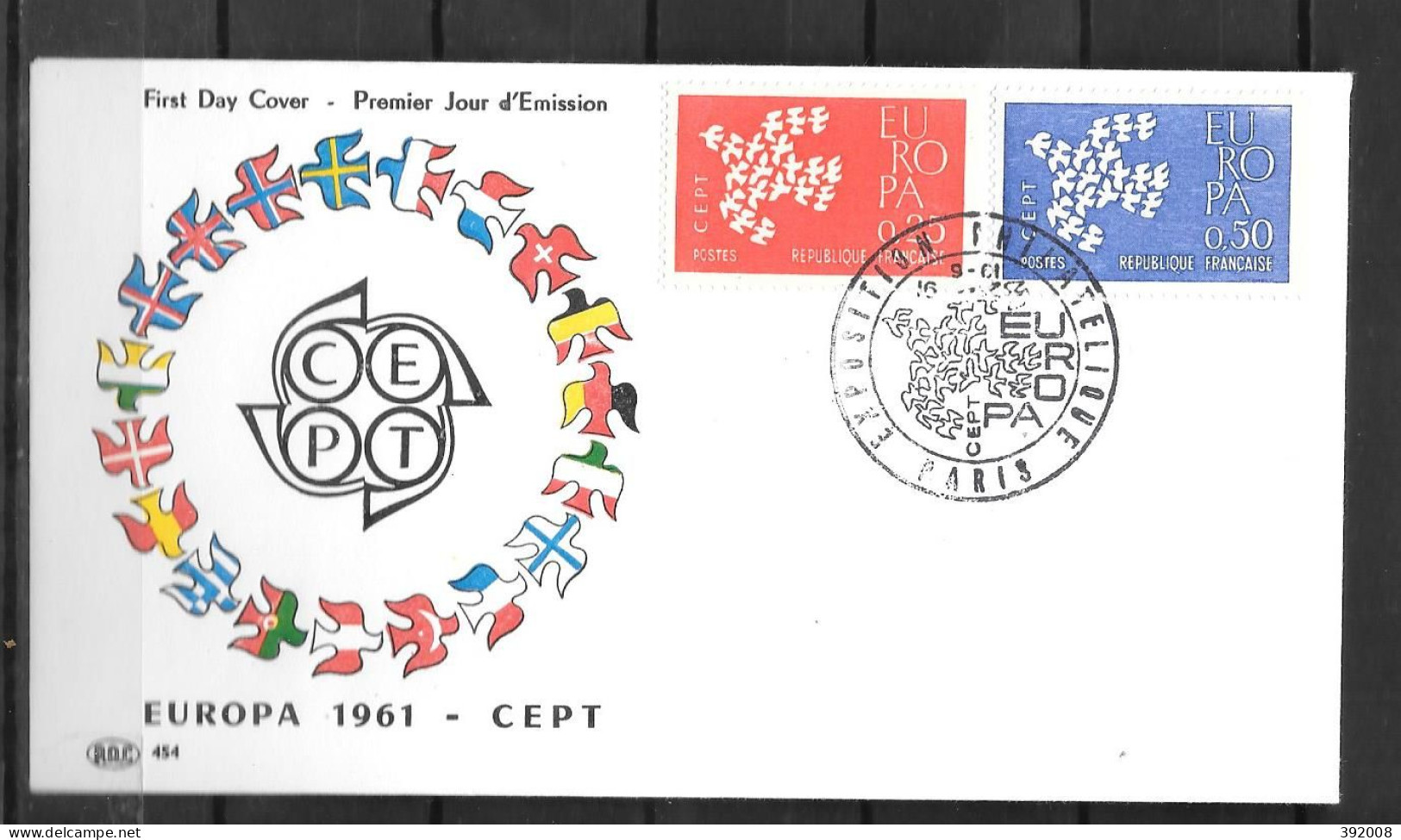 1961 - FDC - France - 29 - 8 - Paris - 1961