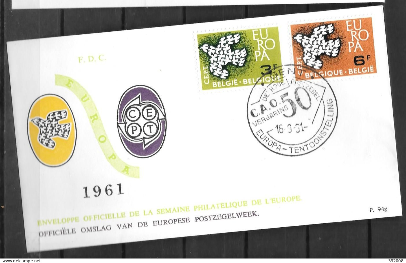 1961 - FDC - Belgique - 27 - 1 - 1961