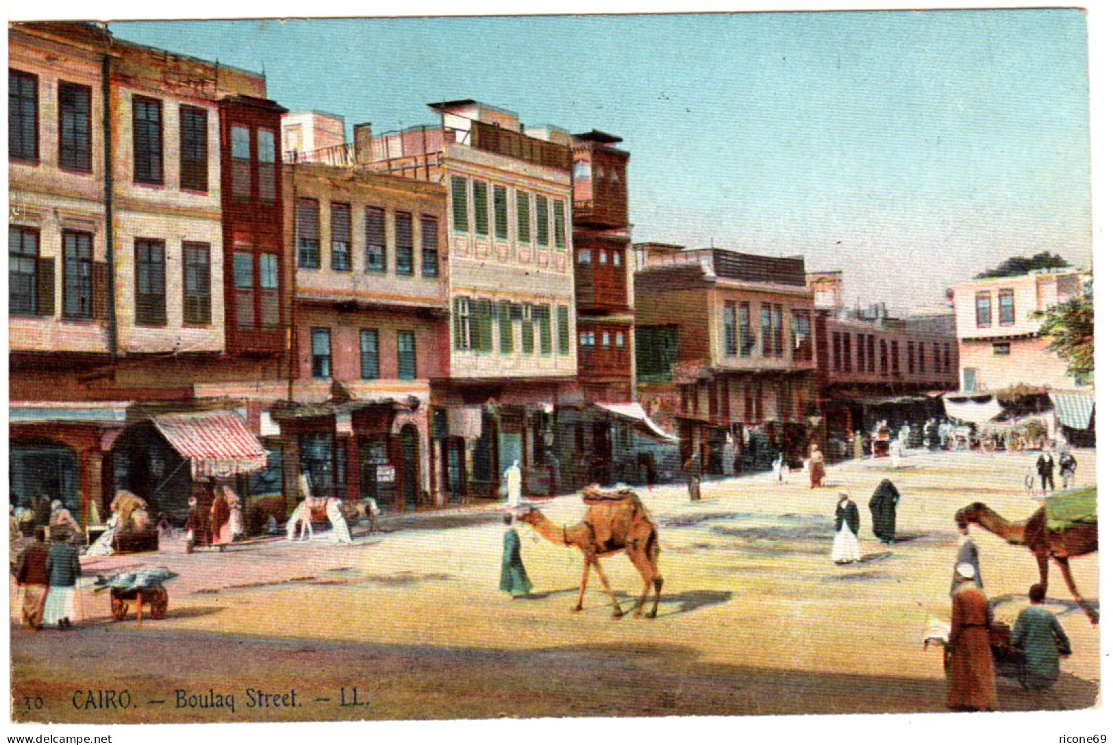 Ägypten, Cairo Boulaq Street M. Geschäften, Personen, Kamel, 1910 Gebr. Farb-AK - Autres - Afrique
