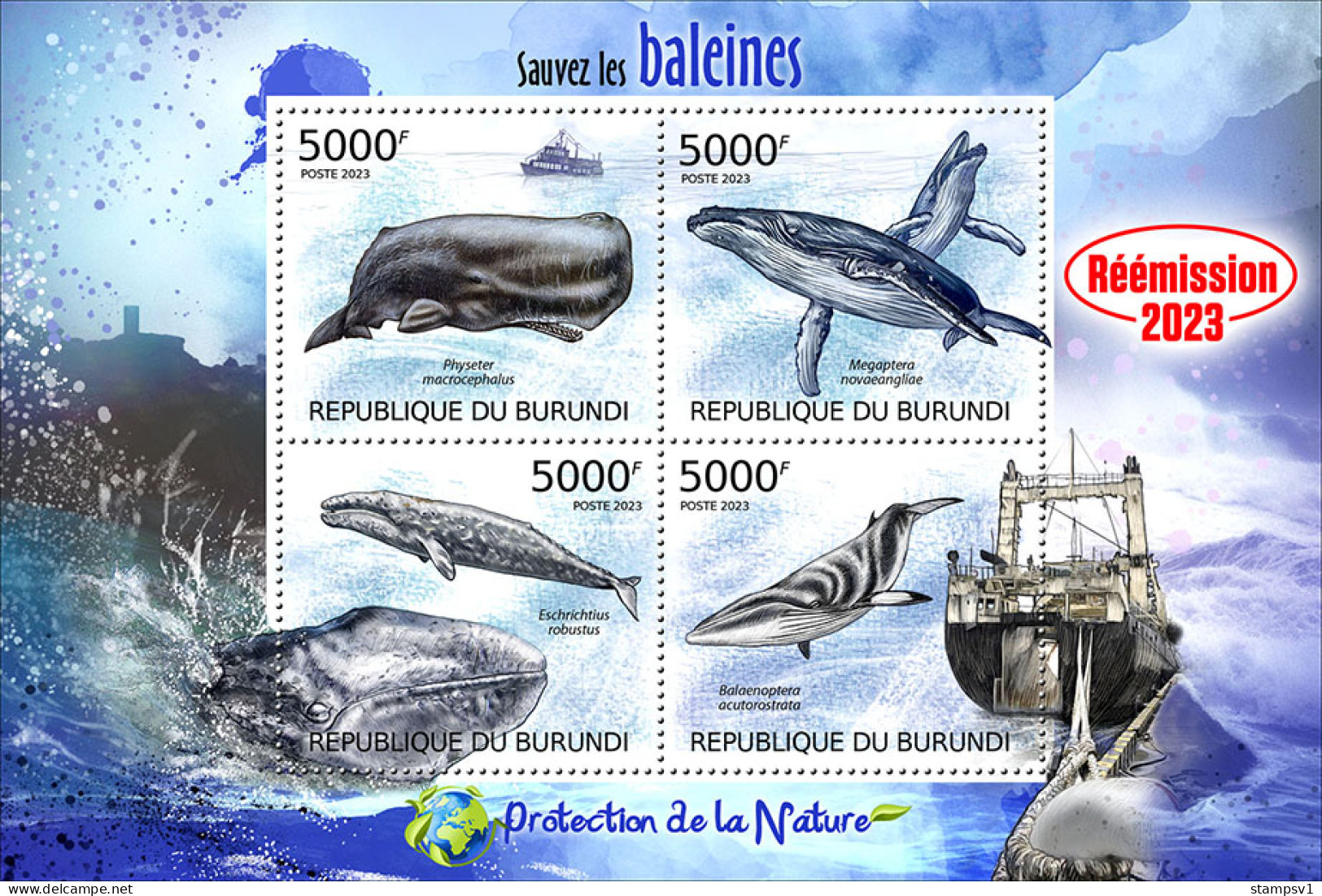 Burundi 2023 Save The Whales. (211) OFFICIAL ISSUE - Ballenas