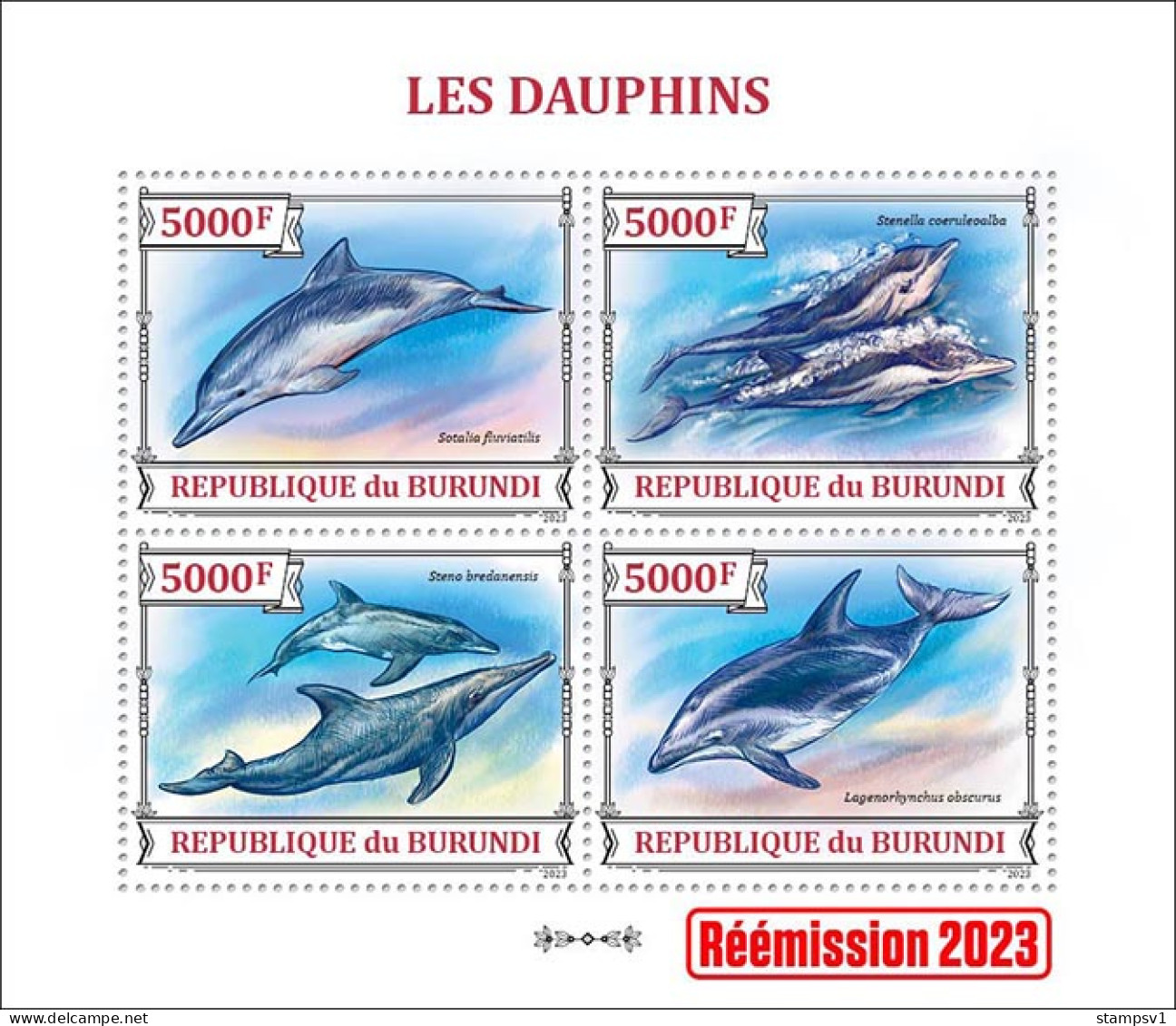 Burundi 2023 Dolphins. (218) OFFICIAL ISSUE - Dolfijnen