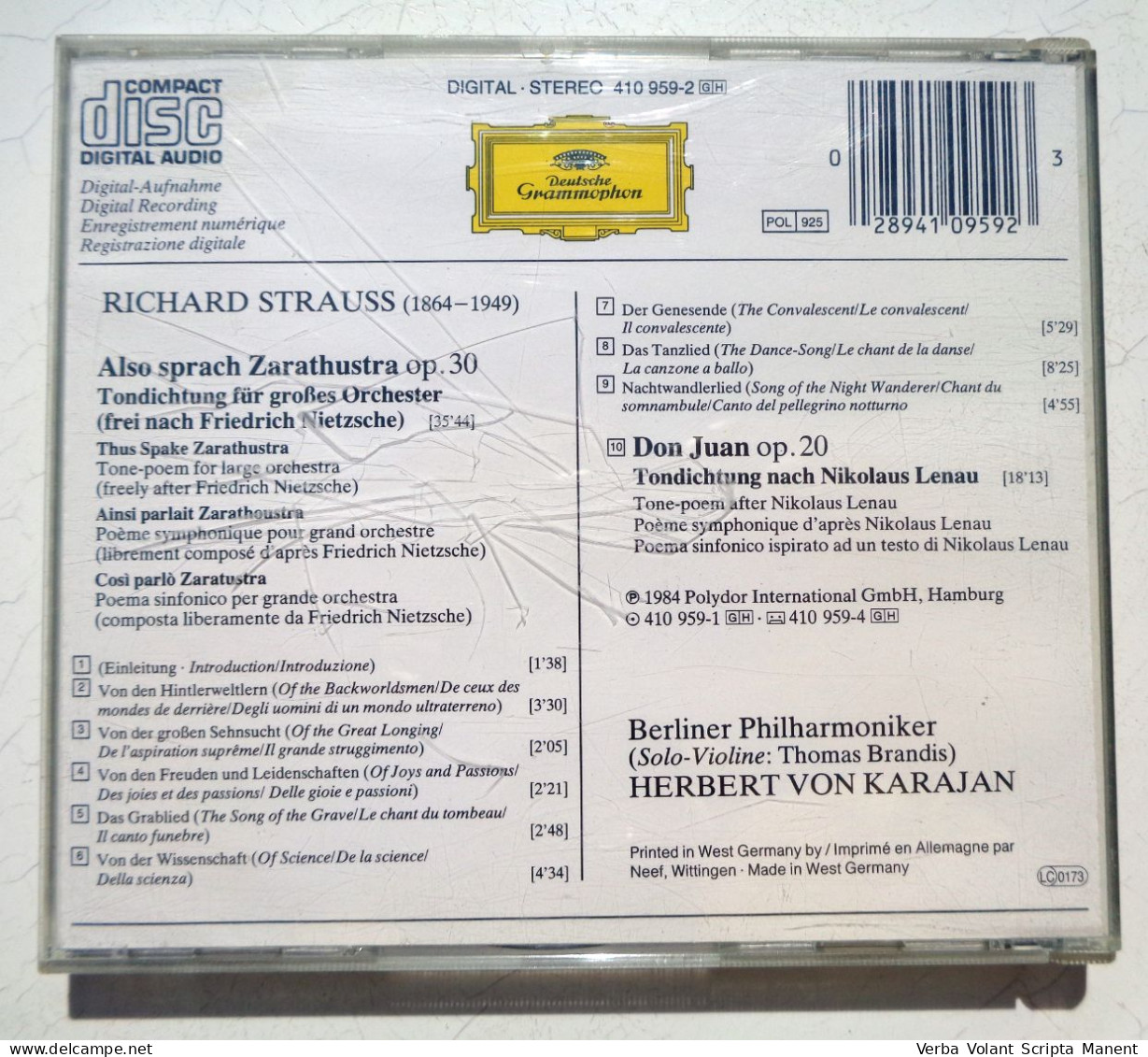 Q-1005 * STRAUSS - ALSO SPRACH ZARATHUSTRA / DON JUAN - DEUTSCHE GRAMMOPHON 4109592 - Klassik