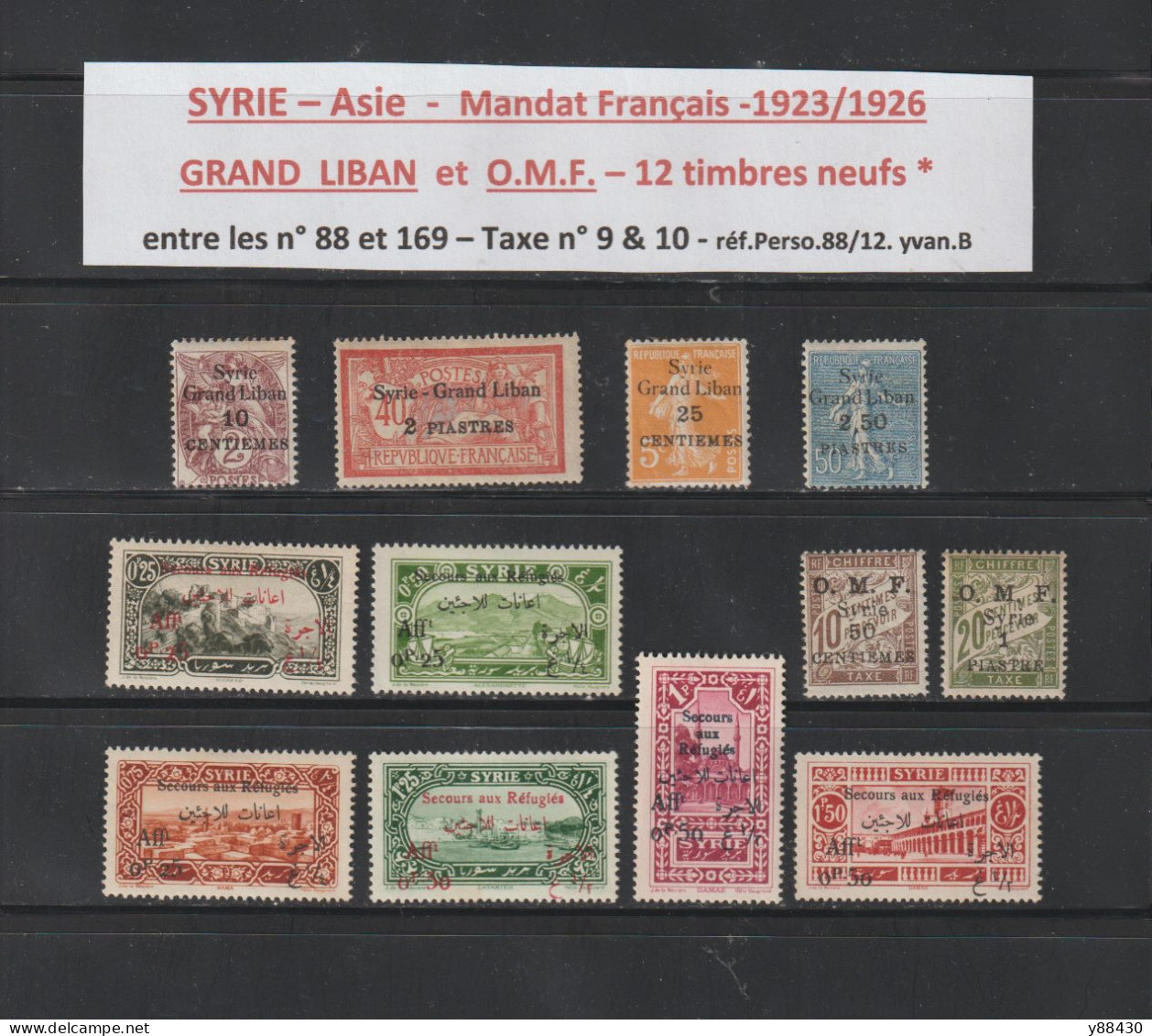 GRAND LIBAN Et O.M.F.- Mandat Français - 12 Timbres Dont 2 Taxe - Neuf * De 1923/1926 - 2 Scan - Unused Stamps