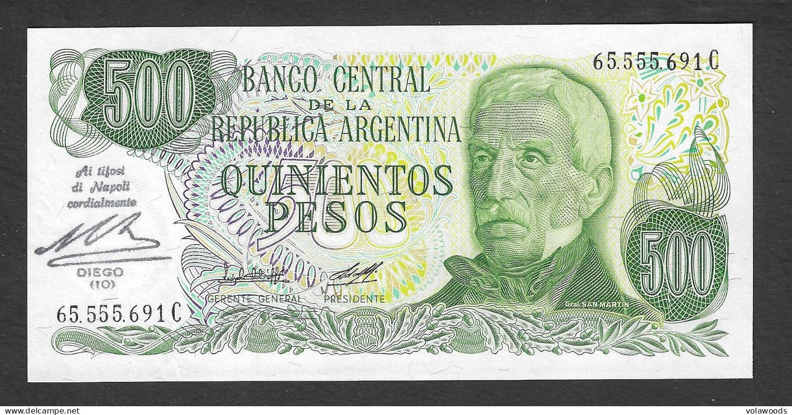 Argentina - Banconota Non Circolata FdS UNC Da 500 Pesos Con Firma Di MARADONA P-303A.3 - 1979 #19 - Argentina