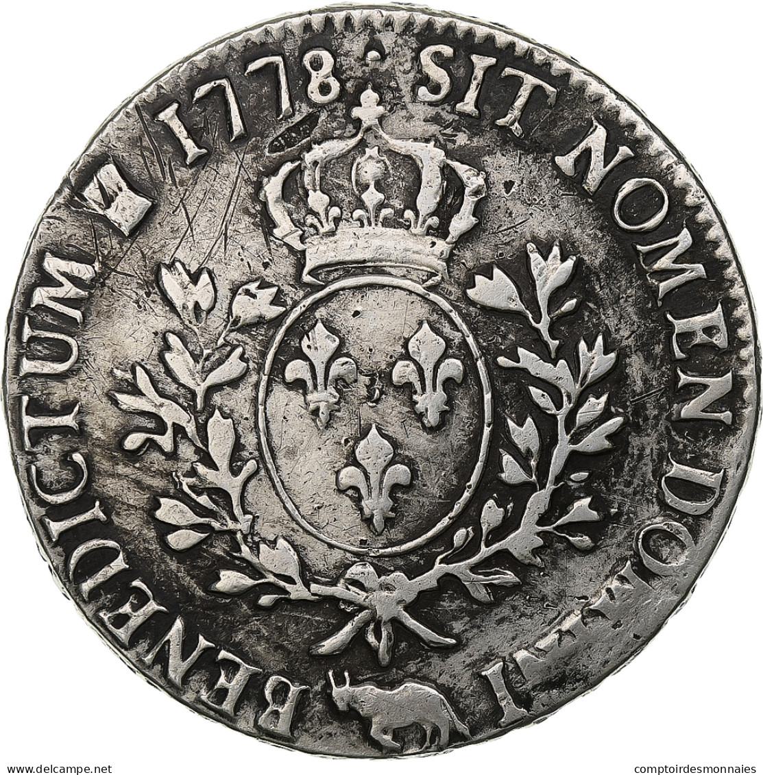 France, Louis XVI, Écu De Béarn Aux Branches D'olivier, 1778, Pau, Argent - 1774-1791 Luigi XVI