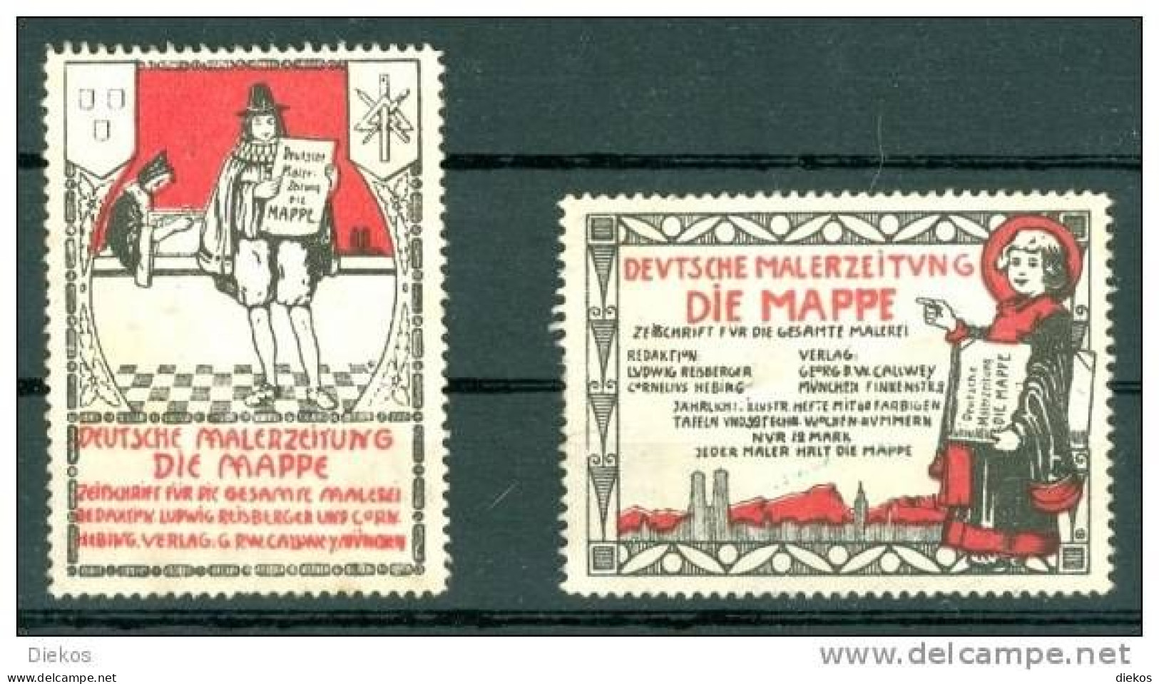 Werbemarke Cinderella Poster Stamp Deutsche Malerzeitung Die Mappe München #550 - Erinnophilie