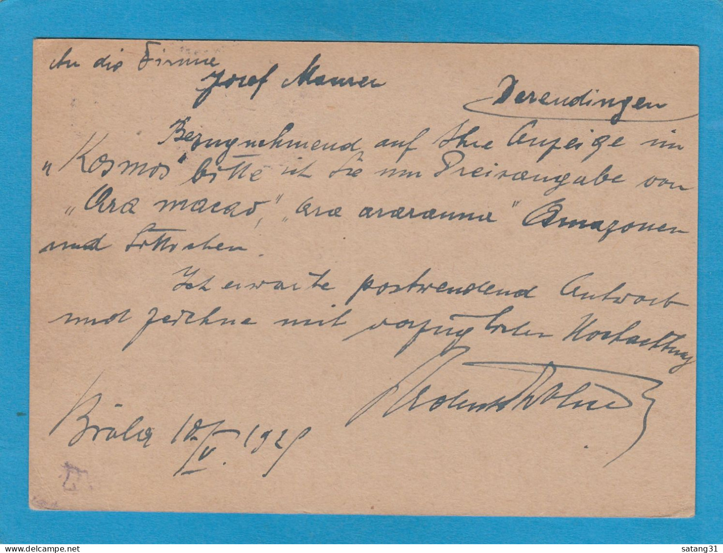 GANZSACHE MIT ZUSATZFRANKATUR AUS BIALA  NACH DEUTSCHLAND,1929. - Stamped Stationery