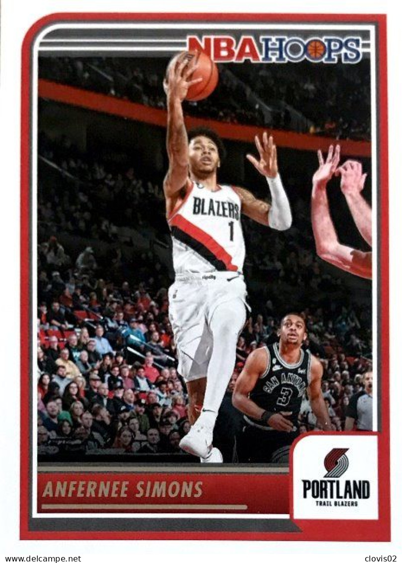 139 Anfernee Simons - Portland Trail Blazers - Carte Panini 2023-2024 NBA Hoops Base Cards - Altri & Non Classificati