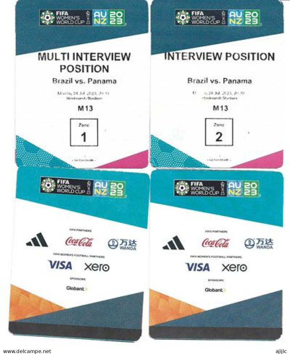 FIFA WOMEN'S WORLD CUP. AUSTRALIA / NZ 2023. TV INTERVIEW POSITION. BRAZIL V PANAMA - Tickets - Vouchers