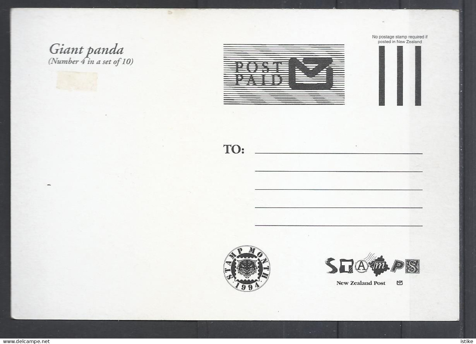 New Zealand, Giant Panda,  Maximum Card On Postal Stationery, 1994. - Postwaardestukken
