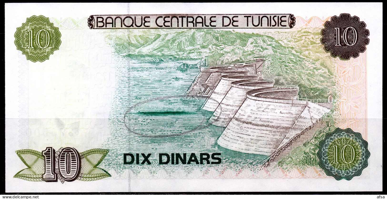 10 Dinars 1980-P76- UN** (2 Scans) // 10 Dinars 1980-P76-Neuf** (2 Images) - Tunisia