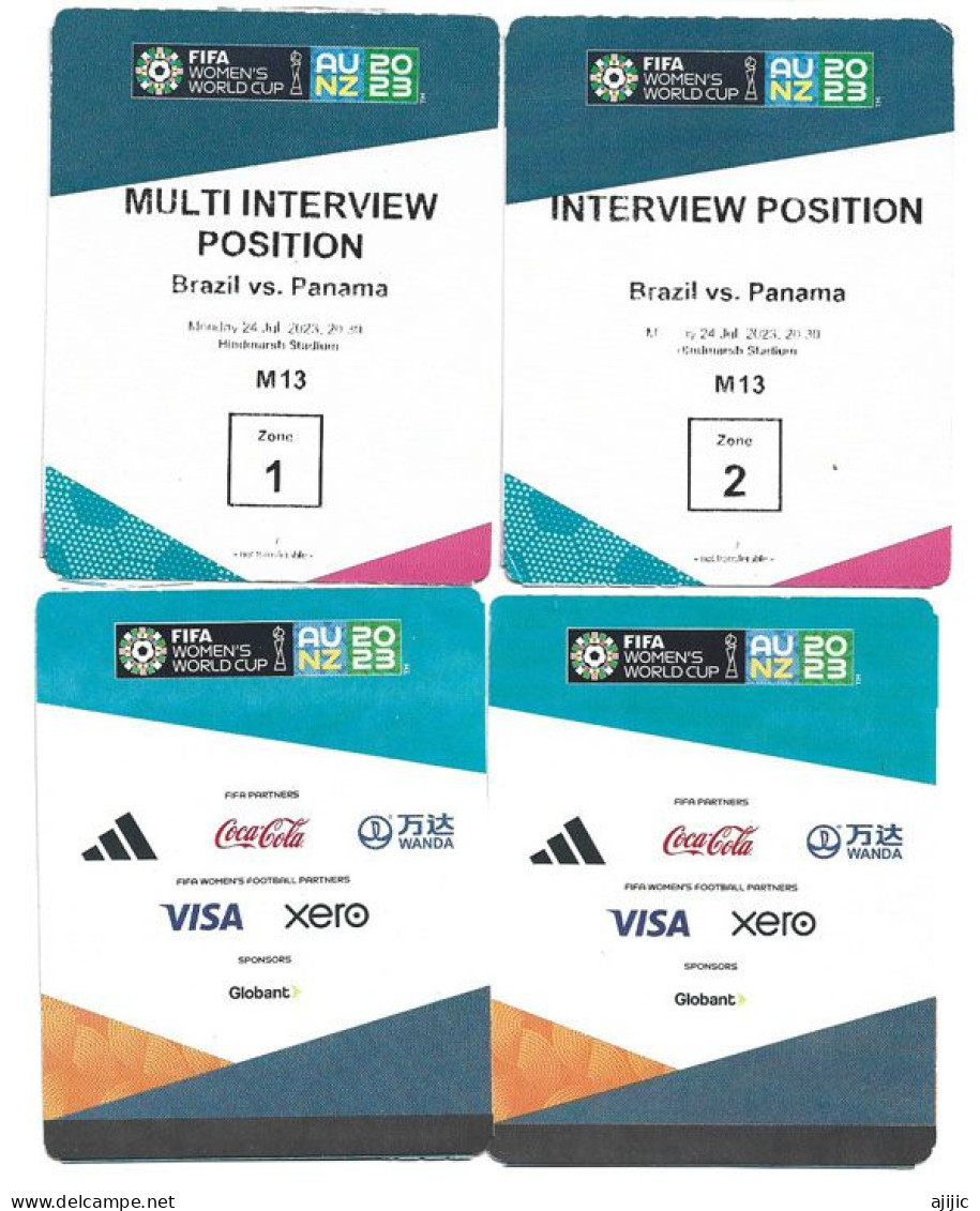 FIFA WOMEN'S WORLD CUP. AUSTRALIA / NZ 2023. TV INTERVIEW POSITION. BRAZIL V PANAMA  (2 Tickets) - Tickets - Entradas