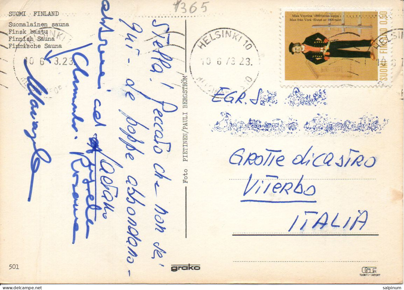 Philatelic Postcard With Stamps Sent From FINLAND To ITALY - Lettres & Documents
