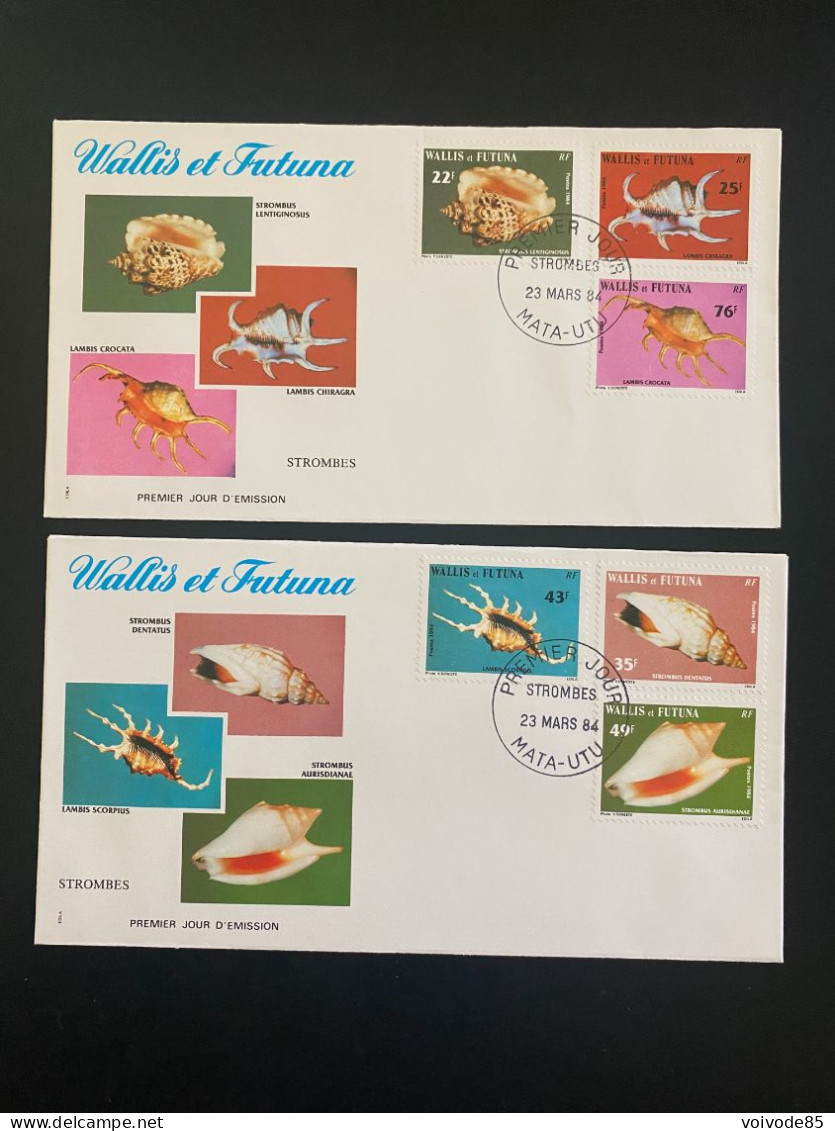 Enveloppes 1er Jour "Coquillages - Faune Marine" 23/03/1984 - 312/317 - Wallis Et Futuna - FDC