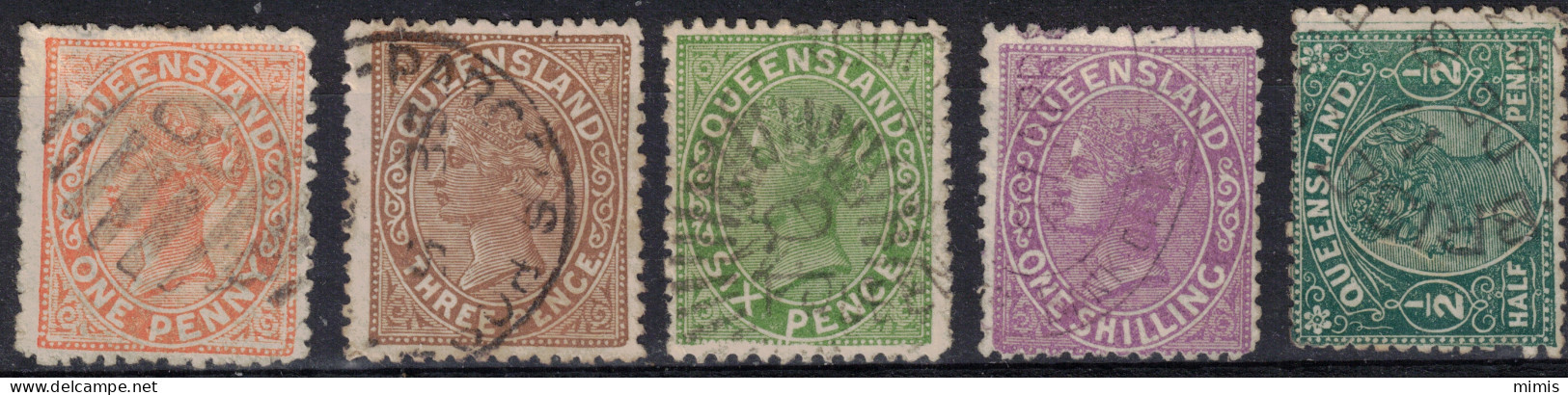 QUEENSLAND        1883-92    N° 51a-52-53-55-56-63-65   Oblitérés - Used Stamps