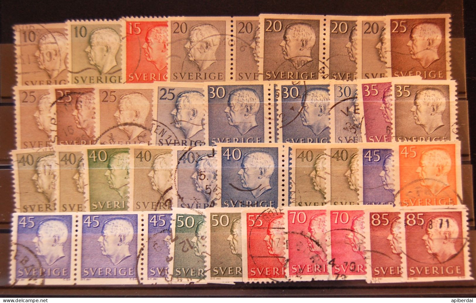 Sweden Suede  - Accumulation Of 40  "King Gustaf VI Adolf Of Sweden" Stamps Used - Oblitérés