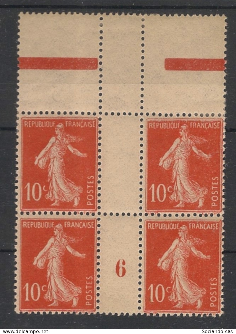 FRANCE - 1906 - N°YT. 135 - Type Semeuse Camée 10c Rouge - Bloc De 4 Millésimé - Neuf * / MH VF - Millesimes