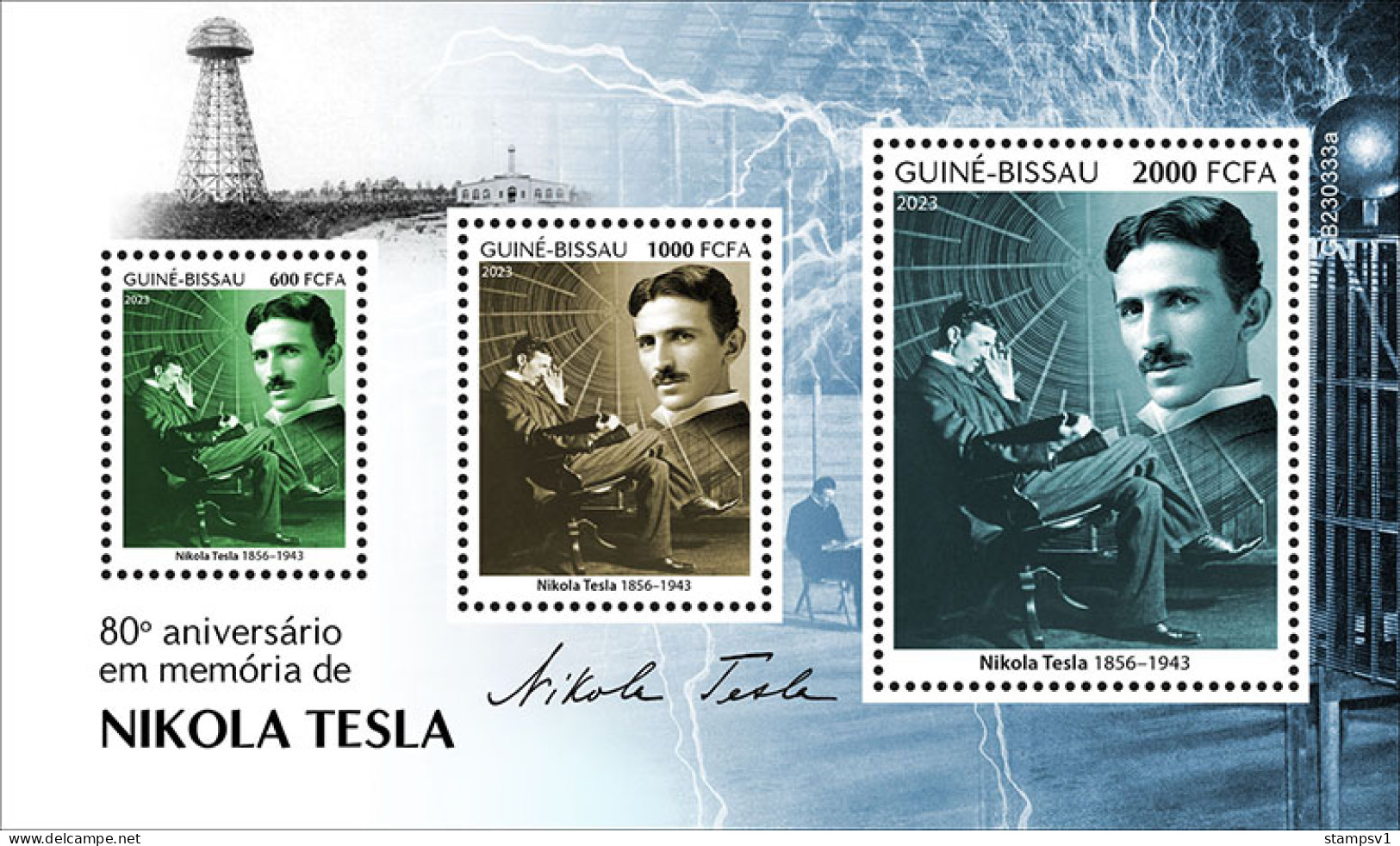 Guinea Bissau  2023 Nikola Tesla. (333) OFFICIAL ISSUE - Physics