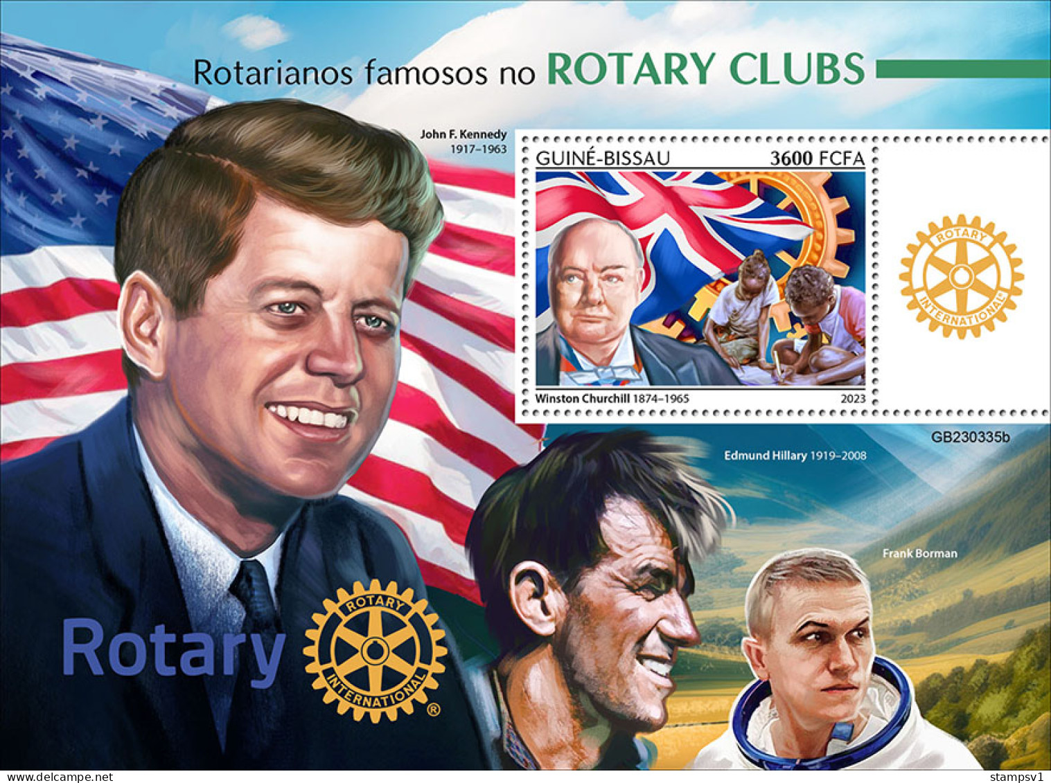 Guinea Bissau  2023 Famous Rotarians. John F.Kennedy. (335b) OFFICIAL ISSUE - Kennedy (John F.)
