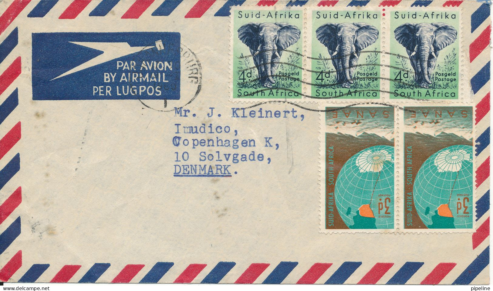 South Africa Air Mail Cover Sent To Denmark 1960 ?? With Topic Stamps - Luftpost