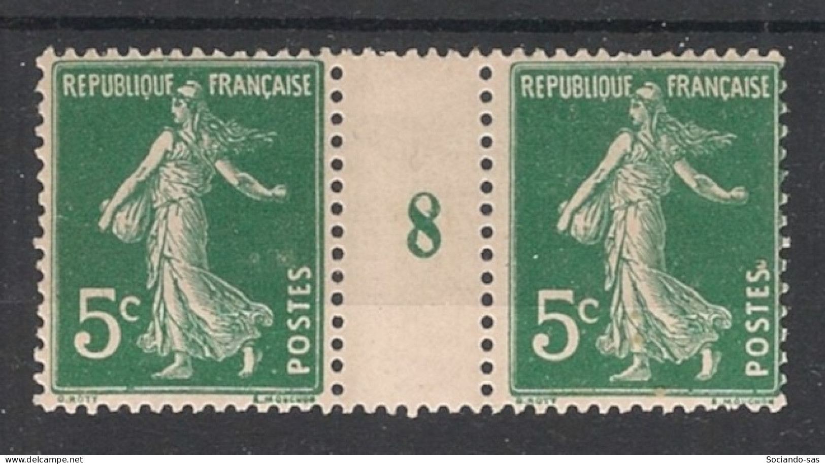 FRANCE - 1907 - N°YT. 137 - Type Semeuse Camée 5c Vert - Paire Millésimée - Neuf * / MH VF - Millesimes