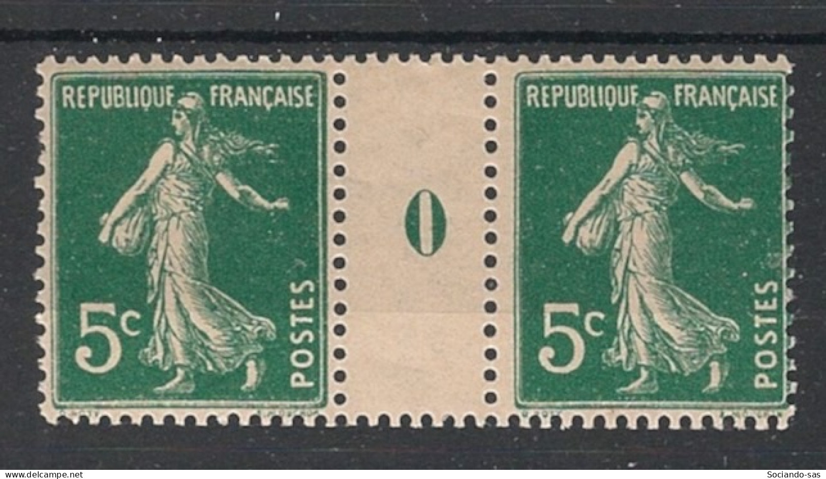 FRANCE - 1907 - N°YT. 137 - Type Semeuse Camée 5c Vert - Paire Millésimée - Neuf * / MH VF - Millésimes