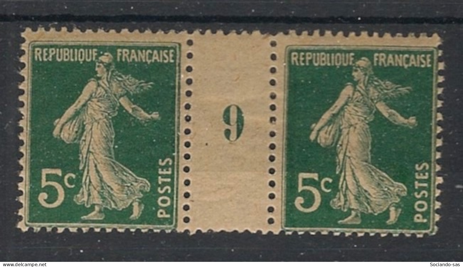 FRANCE - 1907 - N°YT. 137 - Type Semeuse Camée 5c Vert - Paire Millésimée GC - Neuf * / MH VF - Millesimes