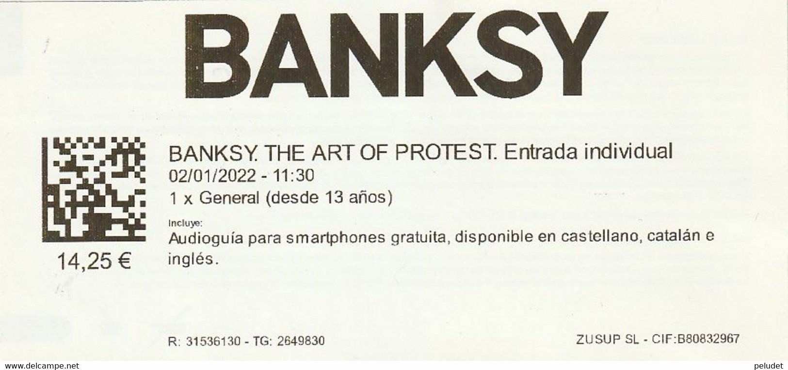 Spain - Barcelona - Banksy, The Art Of Protest - 2022 - Tickets - Vouchers