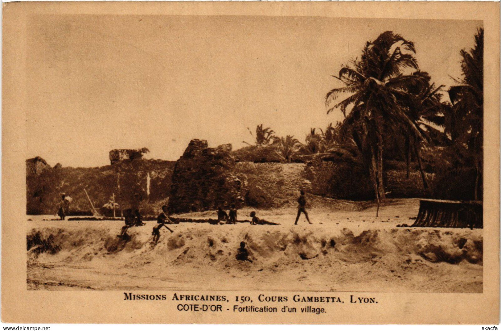 PC GOLD COAST GHANA FORTIFICATION D'UN VILLAGE MISSIONARIES (a53362) - Ghana - Gold Coast