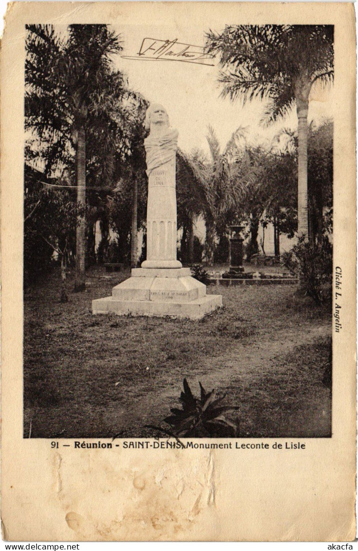 PC REUNION ST-DENIS MONUMENT LECOMTE DE LISLE (a53228) - Saint Denis
