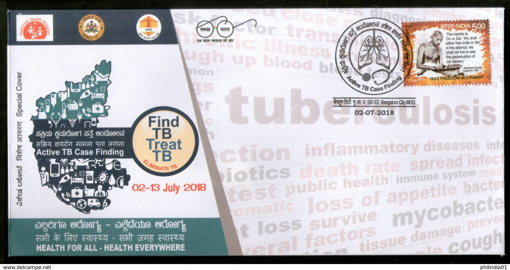 India 2018 Find & Treat TB Tuberculosis Health Disease Special Cover # 6850 - Malattie