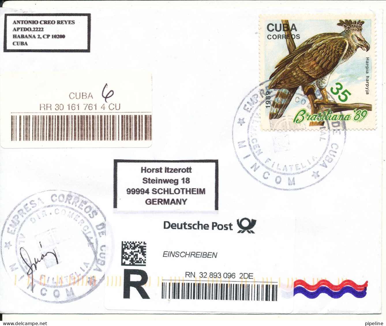 Cuba Registered Cover Sent To Germany With More Topic Stamps On Front And Backside Of The Cover - Briefe U. Dokumente