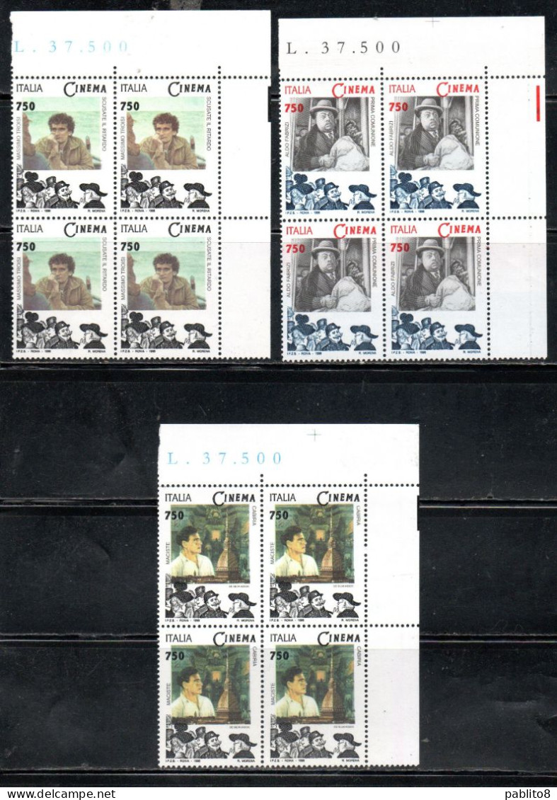 ITALIA REPUBBLICA ITALY REPUBLIC 1996 ITALIAN IL CINEMA ITALIANO SERIE COMPLETA SET QUARTINA ANGOLO DI FOGLIO BLOCK  MNH - 1991-00: Ungebraucht