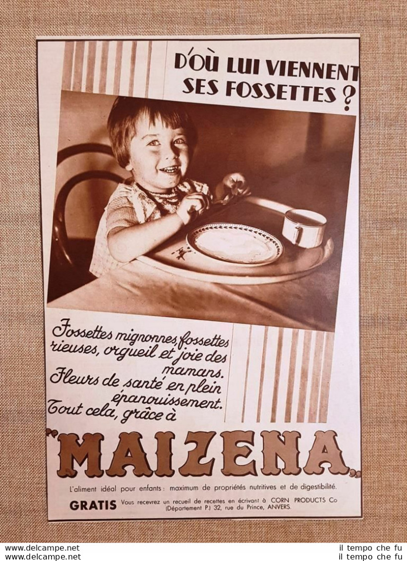 Pubblicità Del 1936 Maizena Alimento Ideale Per Bambini Anversa Belgio - Other & Unclassified