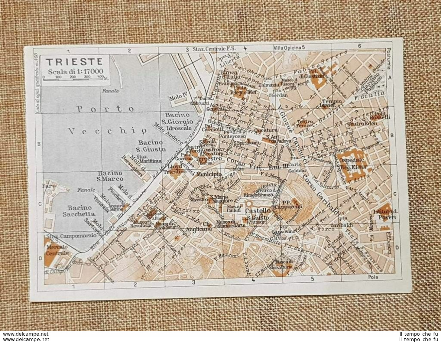 Pianta O Piantina Del 1937 La Città Di Trieste Friuli Venezia Giulia T.C.I. - Carte Geographique