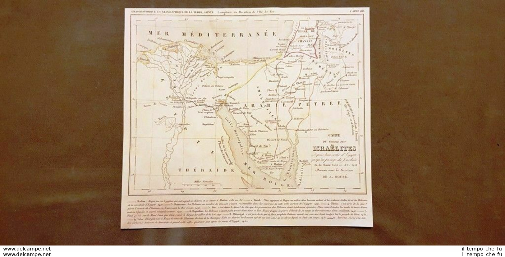 Terra Degli Isdraeliti O Ebrei Nel 1451 A.C. Carta Geografica Del 1859 Houze - Carte Geographique