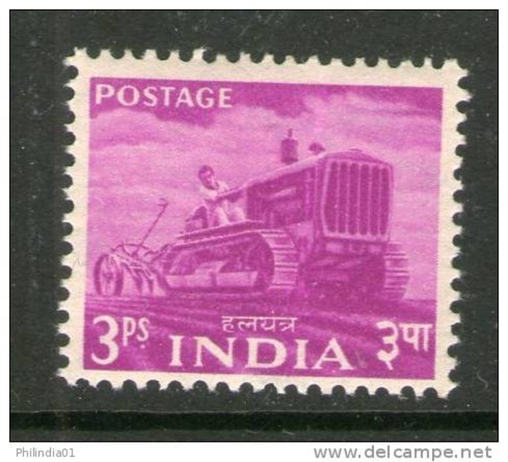 India 1955 2nd Definitive Series Five Year Plan - 3p Tractor Sc 254 MNH Inde Indien - Environment & Climate Protection