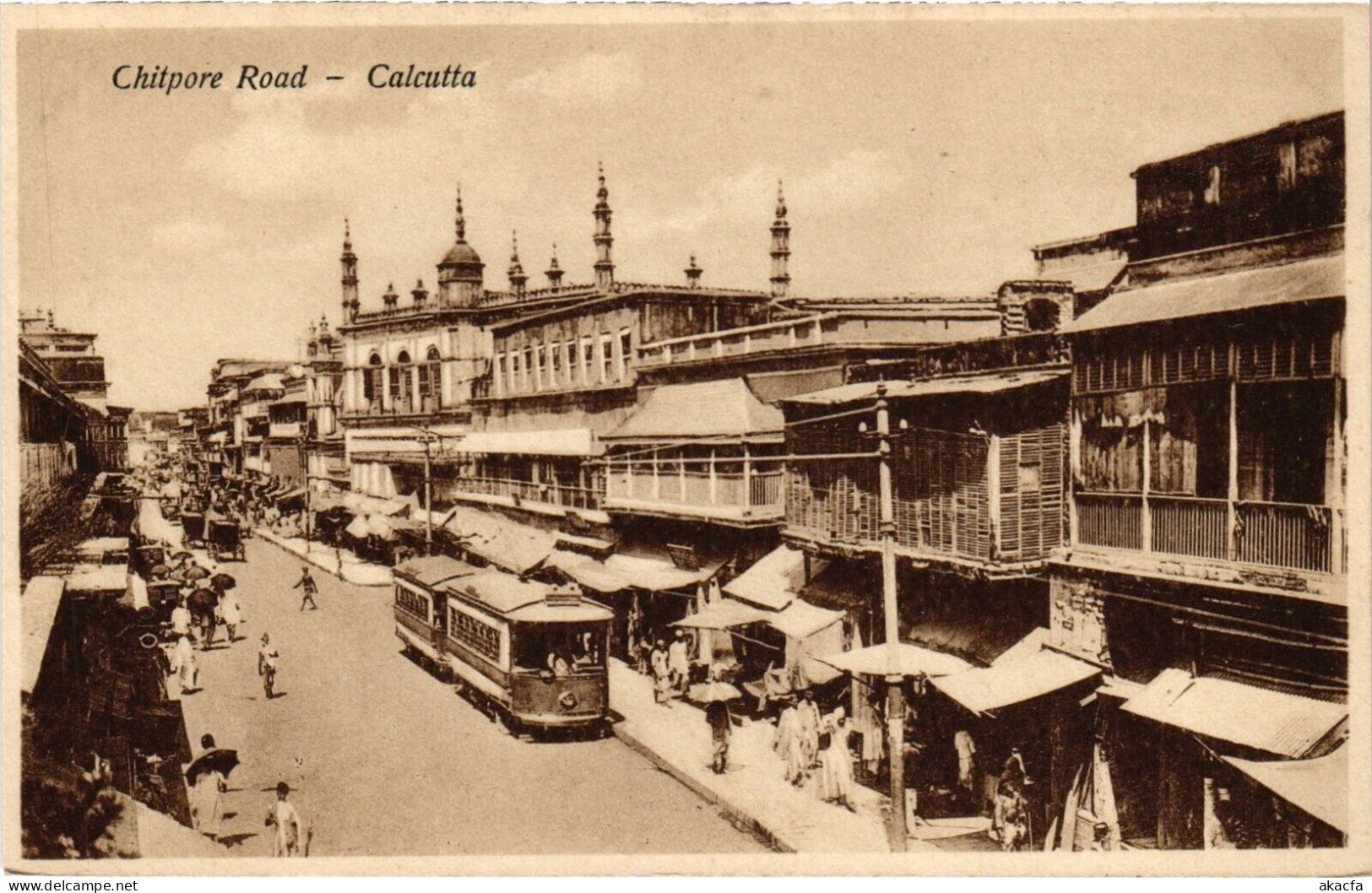 PC INDIA CALCUTTA CHITPORE ROAD TRAM, Vintage Postcard (b52798) - Inde