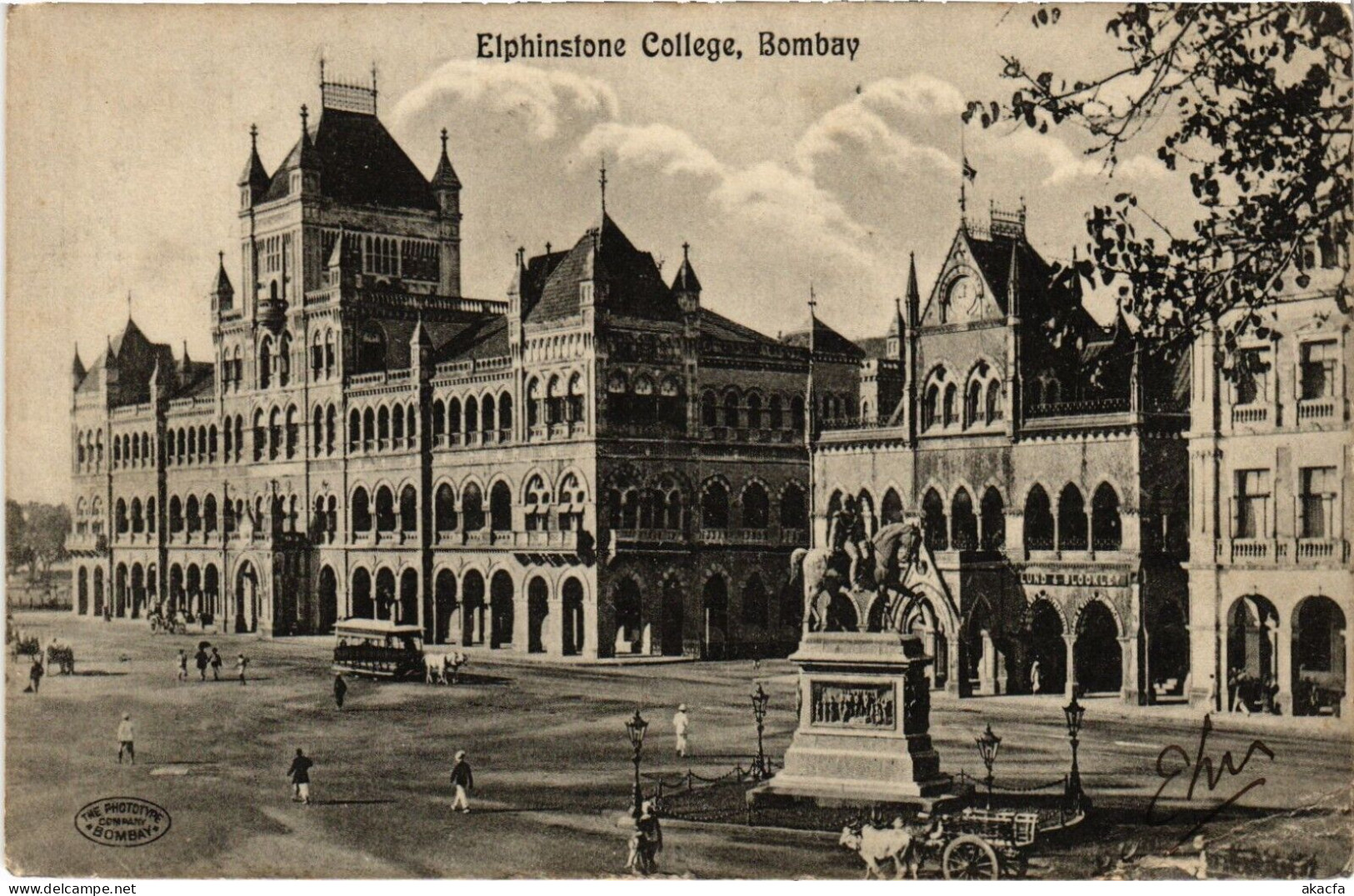 PC INDIA BOMBAY ELPHINSTONE COLLEGE, Vintage Postcard (b52792) - Inde