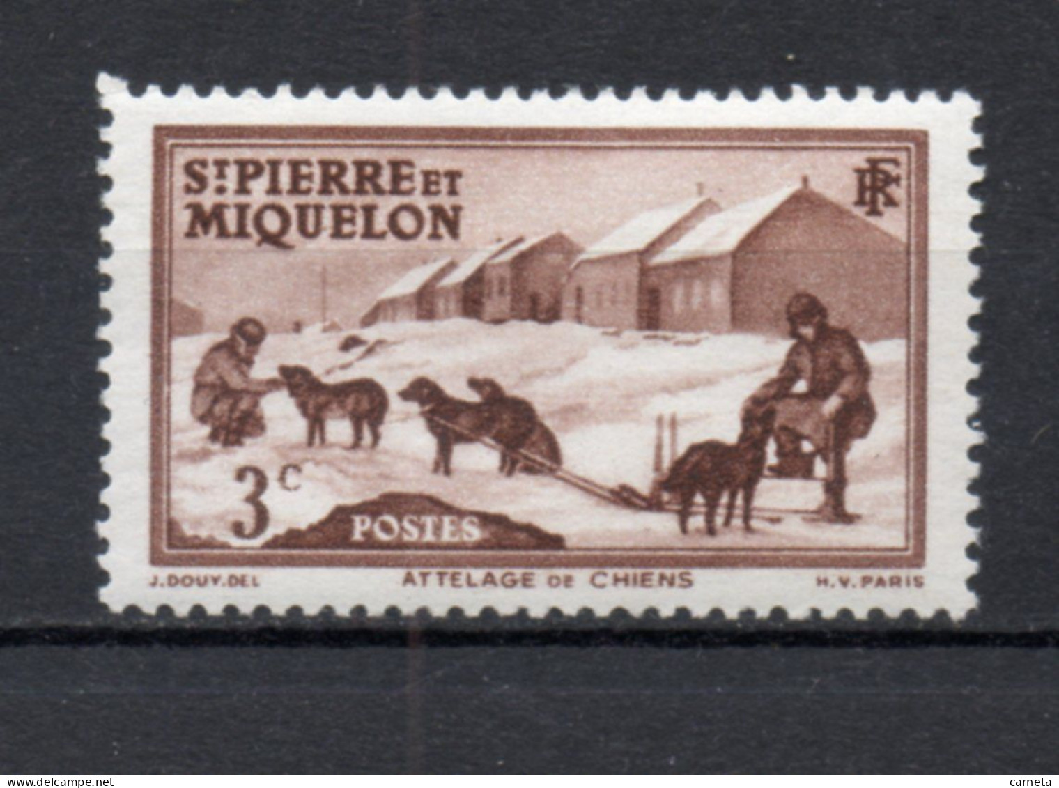 SAINT PIERRE ET MIQUELON N° 168   NEUF SANS CHARNIERE COTE  0.75€   ATTELAGE CHIEN ANIMAUX - Neufs